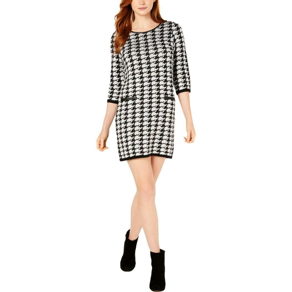NY Collection Houndstooth Sweater Dress